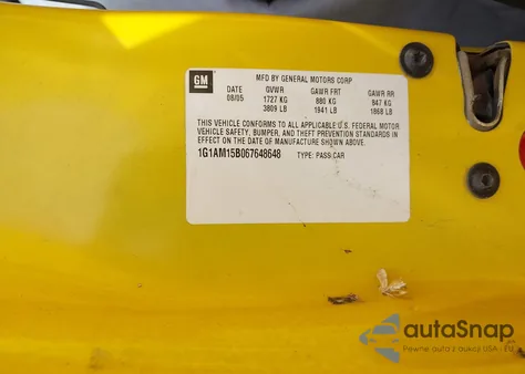 2006 Chevrolet Cobalt Ss z USA, uszkodzony, nr VIN 1G1AM15B067648648